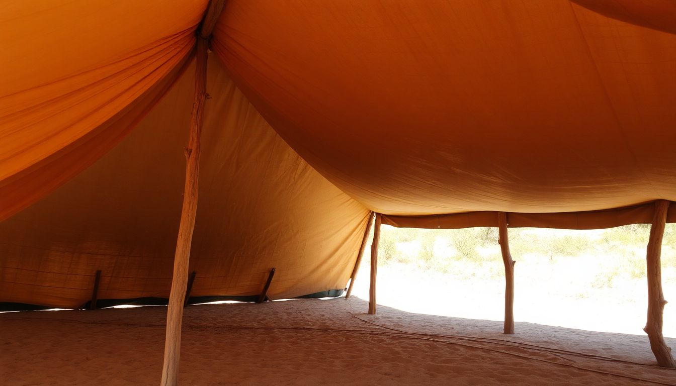 Temporary Shade Structure with Tarpaulins