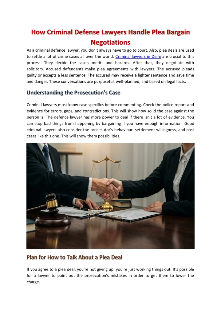 PPT - How Criminal Defense Lawyers Handle Plea Bargain Negotiations PowerPoint Presentation - ID:14650642