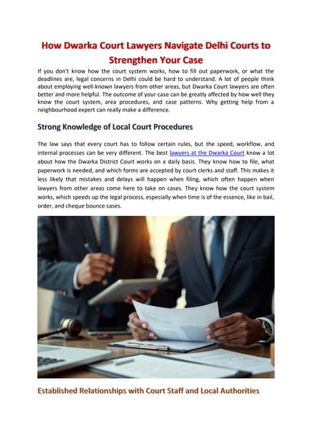 How Dwarka Court Lawyers Navigate Delhi Courts to Strengthen Your Case | PDF