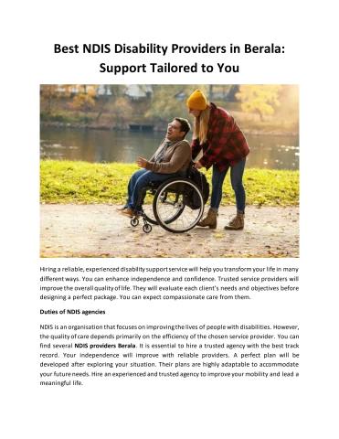 Best NDIS Disability Providers in Berala - Support Tailored to You
