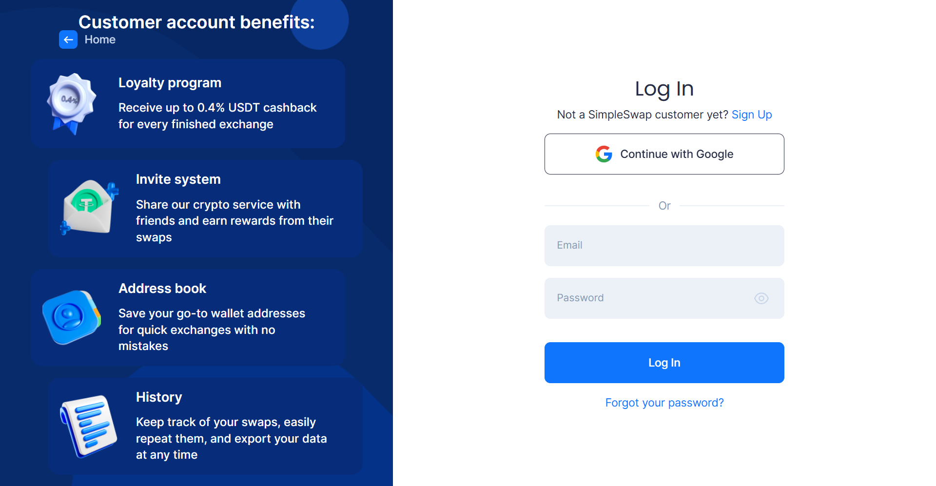 SimpleSwap | Login*